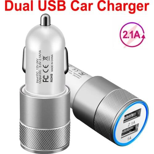 Dual USB Aluminium Universal Car Charger for iPhone Samsung Xiaomi Fast Charging Car Charger for Phones