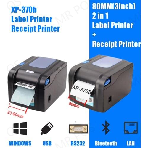 Xprinter XP-370B 20-80mm POS Thermal Receipt Label Dual-Purpose Printer USB Sticker Printer Barcode Make Machine for Supermarket