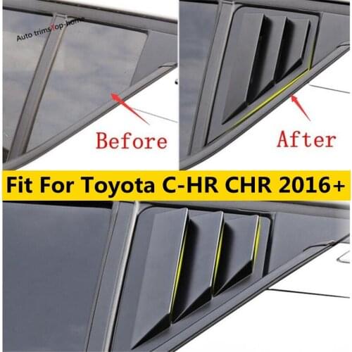Yimaautotrims Rear Tail Spoiler Triangle Wing Louver Window Scoop Cover Trim For Toyota C-HR CHR 2016 - 2021 ABS Carbon Fiber