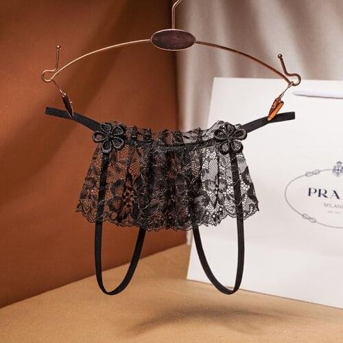 Women Sexy Lace Skirt Panties Open Crotch Thong Low Waist Temptation Briefs Couple Flirting Erotic Lingerie Crotchless For Sex