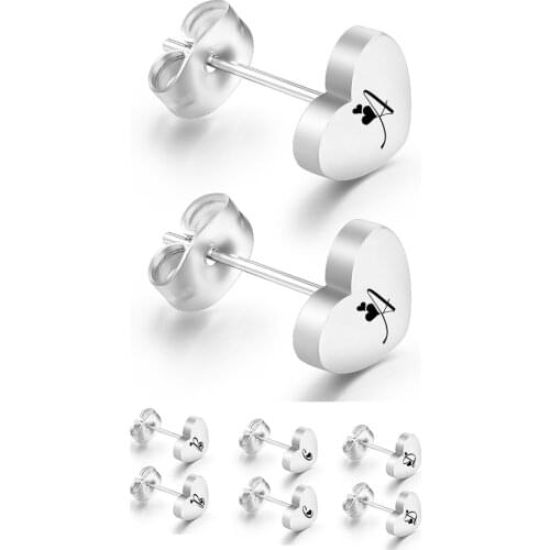 Alphabet Initial Heart Earrings For Women Silver color Heart Stud Earrings With English Letters wedding Jewelry Gift