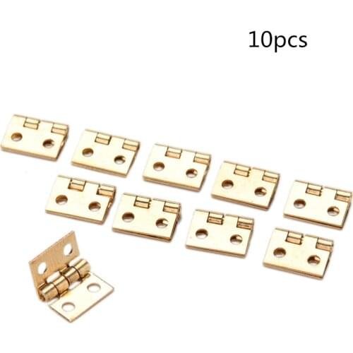10 Pcs Mini Cabinet Drawer Hinge Butt Hinge Copper Gold 4 Small Small Hinge Hole Hand Hardware Tools 10*8MM