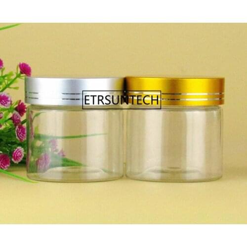 100ml Empty clear Cream Cosmetic Jar PET Conatiner Silver gold Aluminum Lid F1455