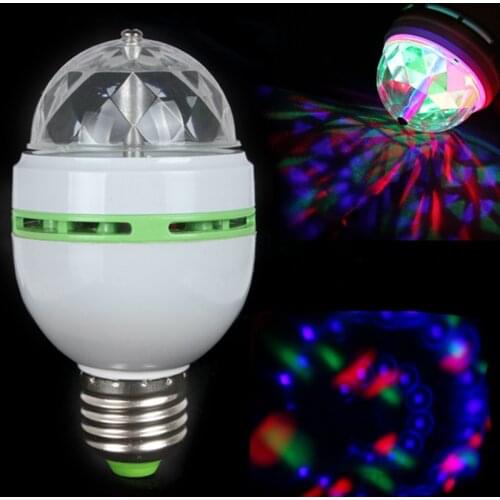 100pcs/lot E27/E26 3W RGB LED projector 85-265V Crystal Stage Light Magic Ball DJ dace party disco effect Light Bulb,DHL Free