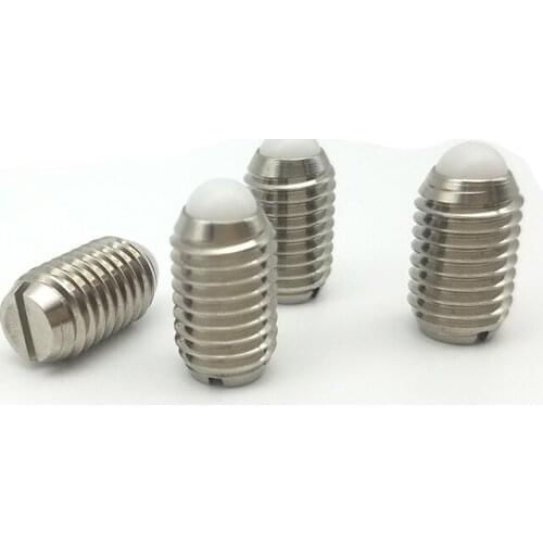 2pcs M16 Slotted nylon bead positioning screws one word ball head spring plunger screw stainless steel bolts 24mm-40mm length