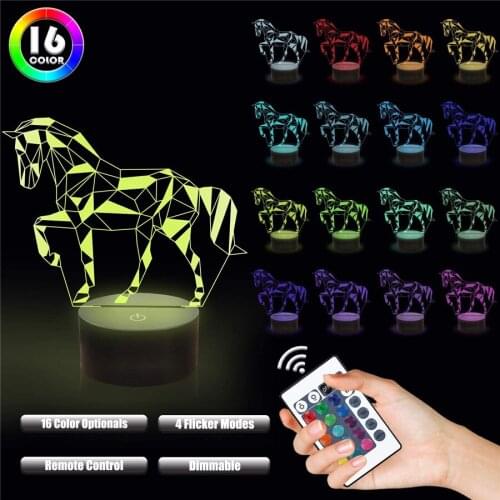 3D Night Lamp Zebra Cartoon Animal Cute Home Decoration Color Changing Touch Sensor/Remote Controller USB/Battery Powered