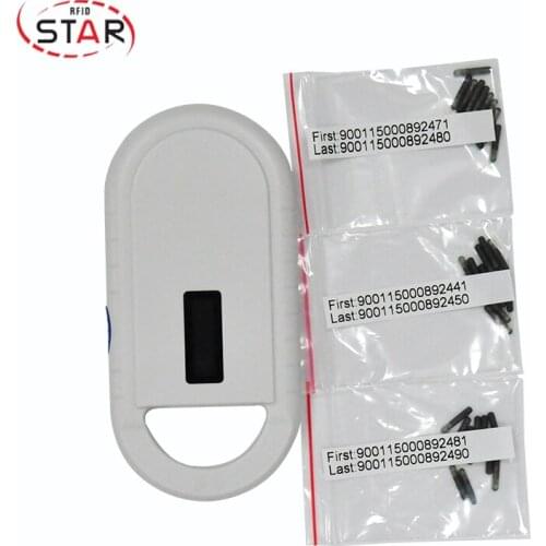 40pcs 1.25*7mm Glass Tube Tag RFID Pet Microchip iso 11784/5 standard 134.2KHz with chip EM4305 + 1pc pet microchip scanner