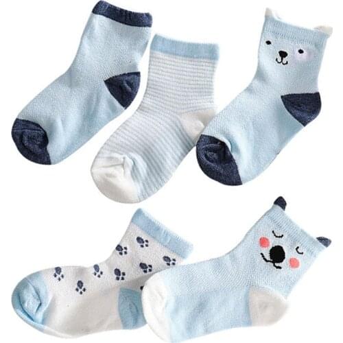 5 Pairs/Lot Baby Boy Girl Socks Spring Summer for Newborn Infant Toddler Casual Cartoon Animals Kids Mesh Cotton Socks 0-5 Years