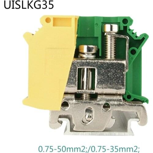 5pcs Type UISLKG 35 Din Rail Wiring Conductor Connector 18-2 AWG Ground Earth Modular Screw Terminal Blocks UISLKG-35