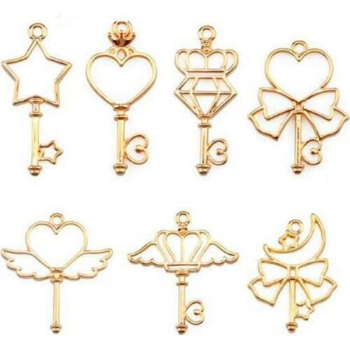 5pcs Magic Stick Shape DIY UV Resin Supplies Open Bezel Jewelry Fillings Pendant Accessory Charms Handmade Key Metal Frame Craft