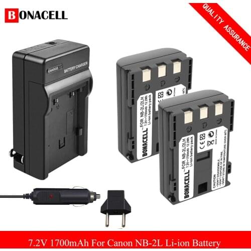 1700mAh NB-2L Batteries+Charger NB 2LH BP-2L5 for Canon Rebel XT XTi EOS 350D PowerShot G7 G9 S30 S40 S45 S50 S60 S70 S80 DC410