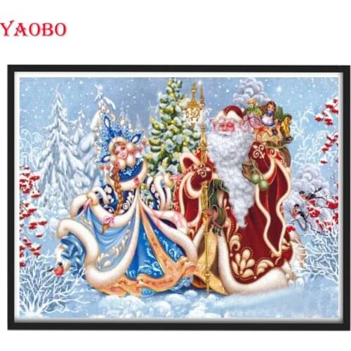 DIY 5D diamond embroidery Santa Claus and girl snow scene diamond painting cross stitch diamond mosaic wall Decor navidad Gift