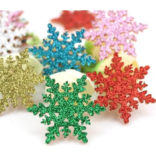 60Pcs 3.5cm Christmas Snowflake Felt Padded Appliques for Babys Headwear Hairpin Crafts Decoration DIY Accessories Wholesale