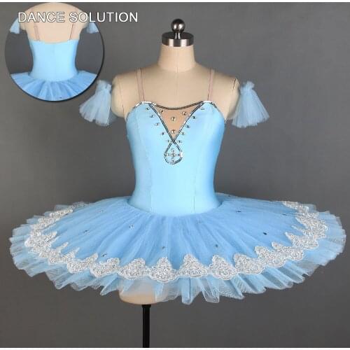 BLL122 Sky Blue Spandex Camisole Pre-professional Leotard Tutu Ballet Pancake Dress Girl & Adult Stage Show Costumes Dancewear