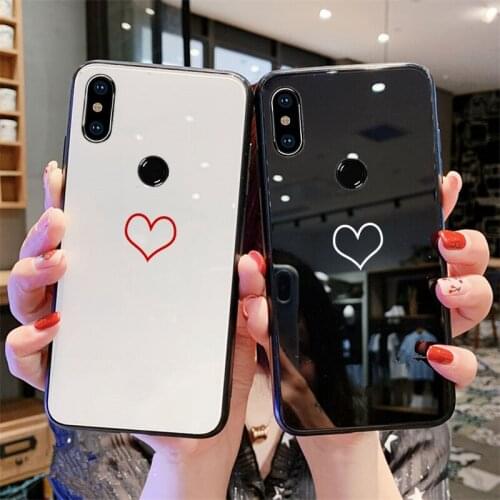 For Xiaomi Mi 9t 9 Pro 8 se cc9 cc9e Case blank love Heart Hard Tempered glass soft Silicone Cover For Xiaomi Mi cc9e 8 Lite