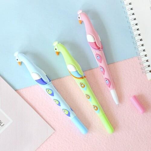 3pcs Color Peacock gel pen Cute Peafowls 0.5mm ballpoint Blue ink pens Table decoration Stationery Office School supplies F212
