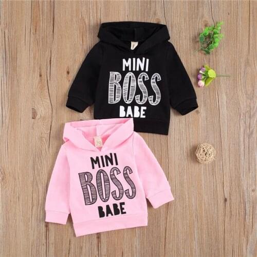Childrens Top Infants Boys Girls Round Neck Long Sleeve Hoodie Letter Printed Clothes for Kids 0-3T