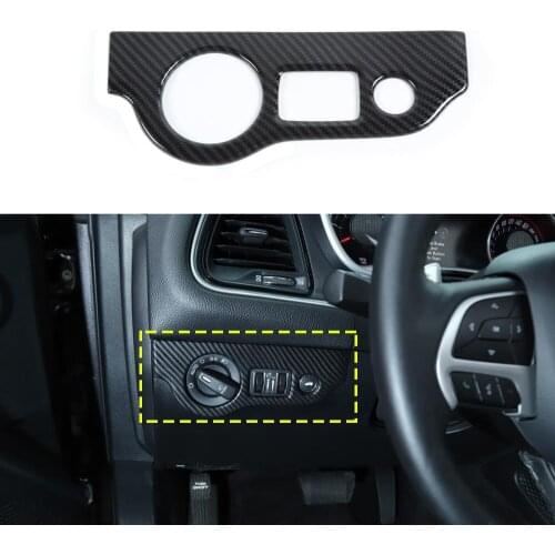 Car Sticker for Dodge Challenger 2015-2020 Headlight Switch On/off Cover Decoration ABS Red Carbon Fiber Car Accessories