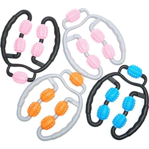 H7JC Fitness 5 Wheels Shaft Ring Leg Clamp Massager Muscle Relaxation Rolling Wheel Massage Calf Shaping Product for Yoga