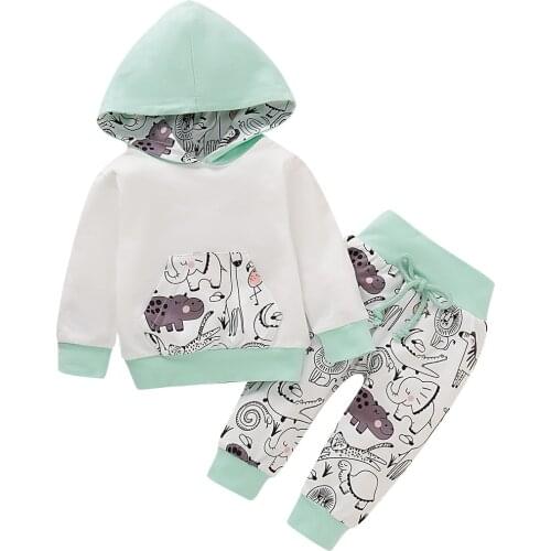 2021 New Long Sleeve Hooded T-shirts Baby pants Boy Clothing Casual Cotton Tracksuit Sets Infant Clothes 0-18M