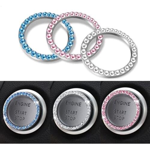 Crystal Luxury Diamond Sticker One-click Start Decorative Sticker Car Ignition Switch Rhinestone Sticker For BMW Hyundai Nissan