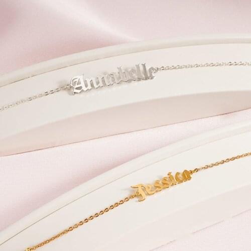 Customized Mens Personalized Name and Letter Bracelet Womens Personalized Bracelet Gold Stainless Steel Christmas OrnamentGift