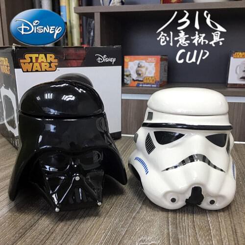 Disney STAR WARS Star Wars Ceramic Cup Black Samurai Coffee Cup Shaped Water Cup White Soldier Mug with Lid
