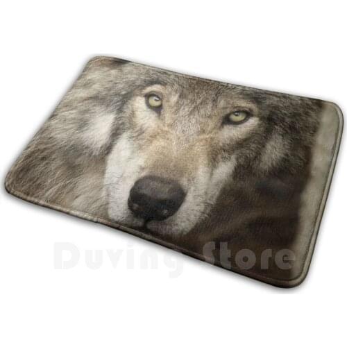 The Intensity Of The Timber Wolf Mat Rug Carpet Anti-Slip Floor Mats Bedroom Adult Animal Background Beautiful Beast Black