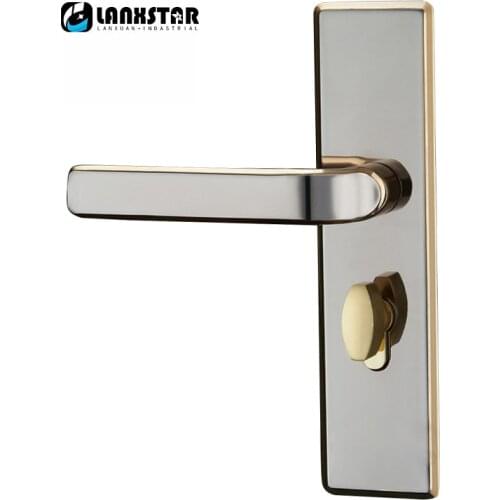 LANXSTAR Stainless Steel European Style Pressure Handles Design Solid Wood Split Handle Lock