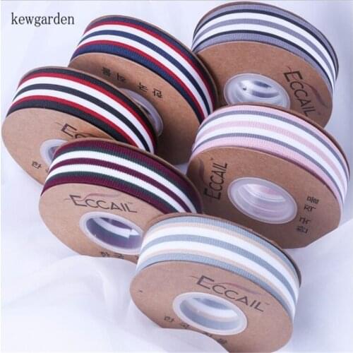 Kewgarden Wholsale Interval Color 25MM 40MM Stripe Knitting Satin Ribbons Handmade Tape DIY Bowknot Ribbon Riband 100 Yards