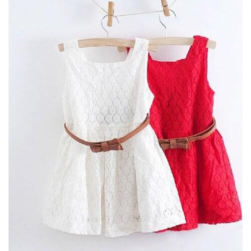 Summer Lace Vest Girls Dress Baby Girl Princess tutu Dress 2-8 Years Chlidren Clothes Kids Party Clothing For Girls Free Belt