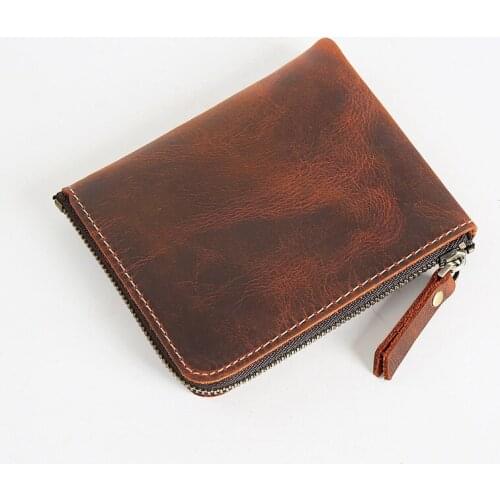 2021 Hot Genuine Leather Men Wallets Handmade Wallet Case Brand Coin Purses & Holders