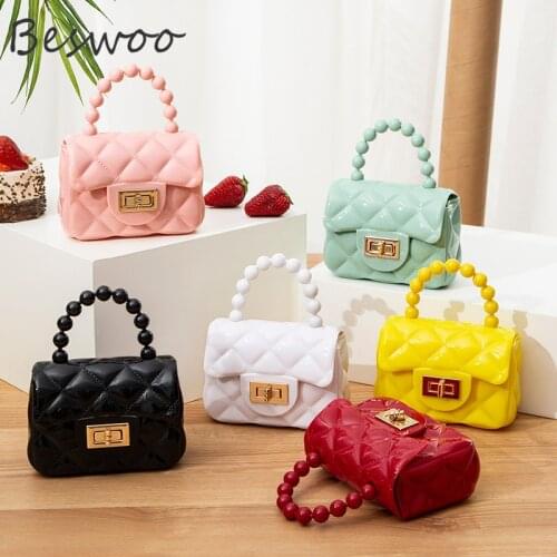 New Fashion Mini Bags for Women 2021 Candy Color Cute Handbag PVC Leather Pearl Top-handle Bag Jelly Small Hand Bag for Women
