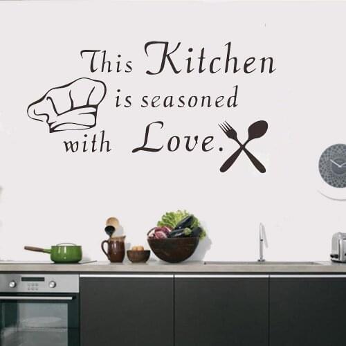 Fashion Kitchen Wall Decals Wall Stickers This Kitchen is Seasoned with Love Wall Decal for Kitchen Decals for Wall Vinyl ov279