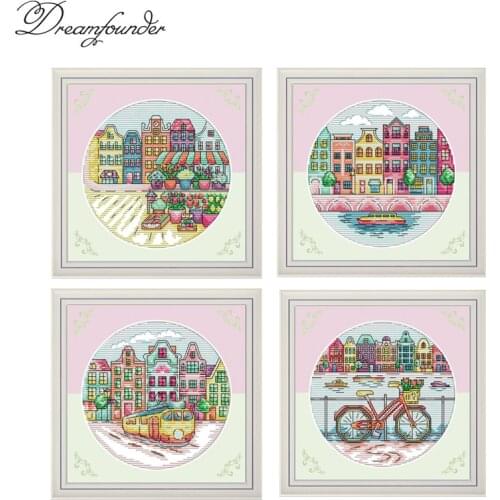 City scenery series cross stitch kit 14ct 11ct count print canvas stitches embroidery DIY handmade needlework plus