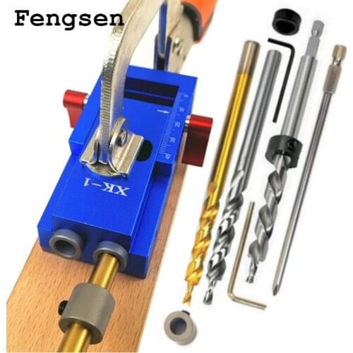 NEW Pocket Hole Jig Kit System 9.5mm Step Drill Bit Angle Drill Guide Woodwoorking Tool Hole Puncher Locator Jig Carpentry Tools