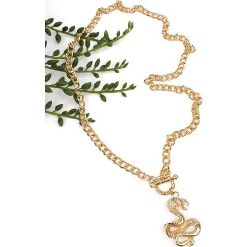 Marjin For Woman Necklace Serpant Desing Front Lock Gold Colored Chain Pendants Jewelry Gift Girl Birthday Party Gift