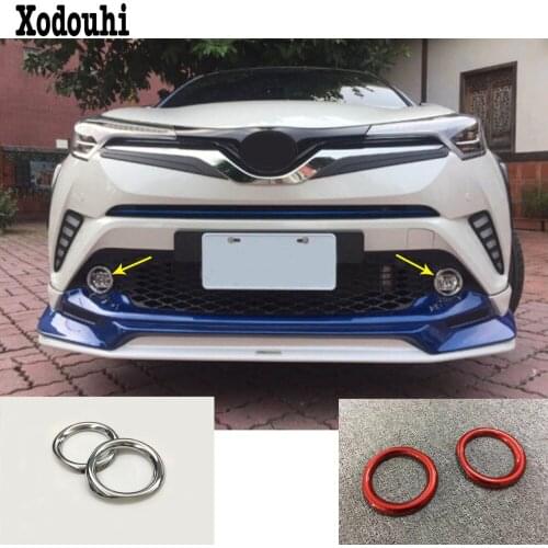 Car Body Front Fog Light Lamp Detector Frame Stick ABS Red Styling Cover Trim 2pcs For Toyota C-HR CHR 2017 2018 2019 2020