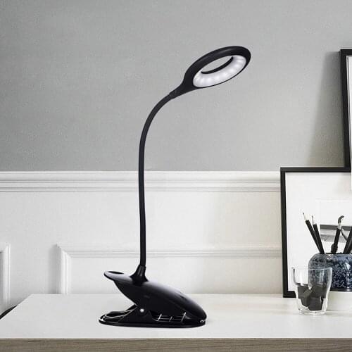 Touching Control Dimmable Clip-on Table Lamp USB LEDs Eye-caring Night Light 360° Flexible Lighting Angle for Study Read Work