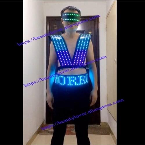 Custom programmable male singer led Luminous clothing nightclub DJDS bar singer gogo costume