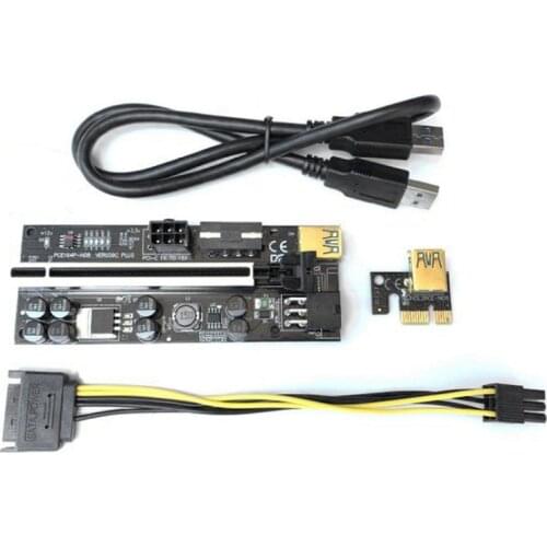 Riser VER 009C Plus PCI Express Adapter 1X to 16X Extender Pcie Riser Adapter Card SATA Dual 6Pin Adapter