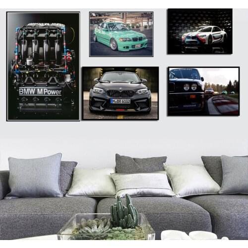 High-Definition Retro Collection BMW Power M3 E30 Super Racing Car Painting Poster Wall Art Picture Prints Canvas Living Home Ro