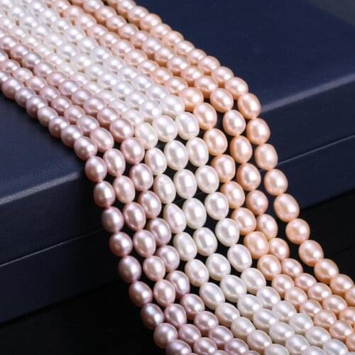 Freshwater Rice-shaped Pearl Loose Beads 7-7.5 Mm For DIY Bracelet Earring Necklace Sewing Craft Jewelry Accessory