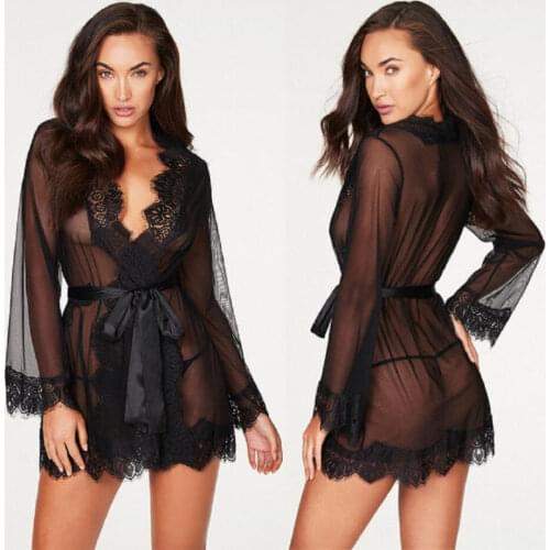 Sexy Lingerie Hot Women Porno Sleepwear Lace Underwear Sex Clothes Babydoll Erotic Transparent Dress Black Sexy Lingerie