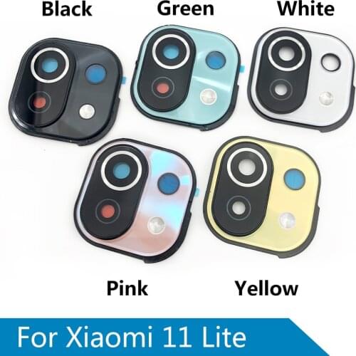 Rear Camera Glass Lens Cover With Frame Holder With Sticker Replacement Spare Parts For Xiaomi Mi 11 Lite / Poco F3 / Mi 10 Lite