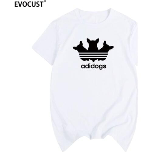 Adidogs funny T-shirt Cotton Men T shirt New women TEE Funny Fashion