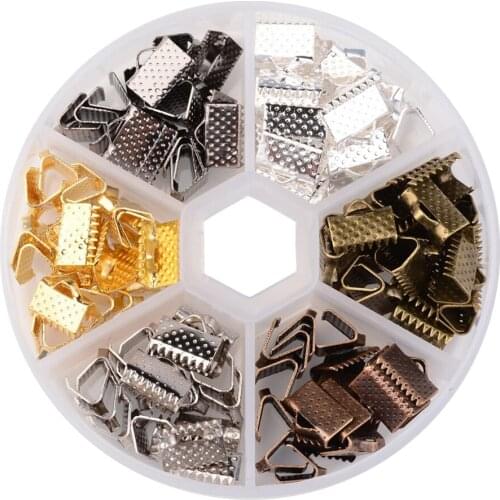 120pcs Ribbon Leather Cord Crimp Clip End Cap Making Findings Accessories