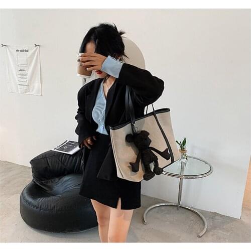 Womens Bag Shoulder Canvas Summer Animal Pendant Large Handbags Black Shopper Tote Cheap Bags For Women