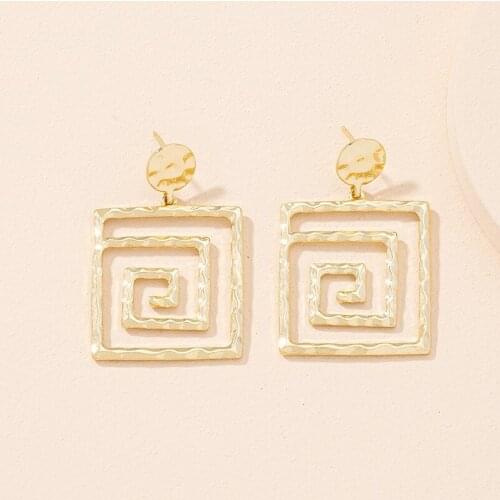 GSOLD Fashion Geometric Hollow Square Earring Simple Metal Bump Texture Drop Earring Women Creative Party Jewelry Accessories