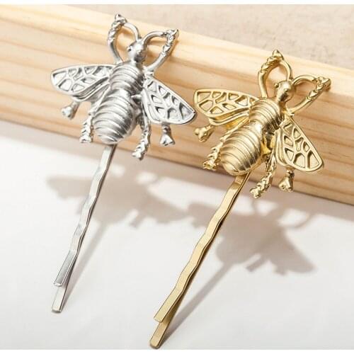 Golden Silver Plated Metalli Bee Hair Clips and Pins Insect Barrettes for Women Fashion Hair Jewelry